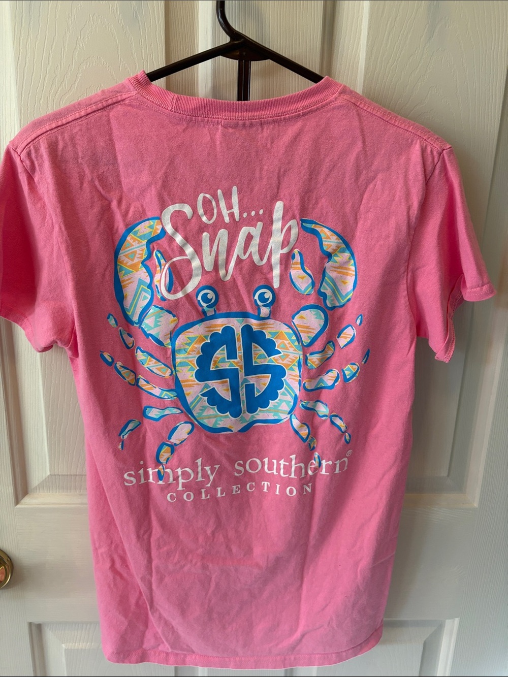 Simply Southern Pink Crab Tee Size Small